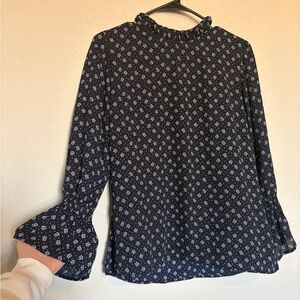 Veronica M Navy and White Floral Blouse